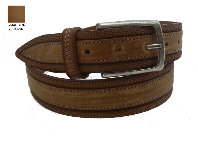 Cintura in cuoio stampata - marrone - mm35